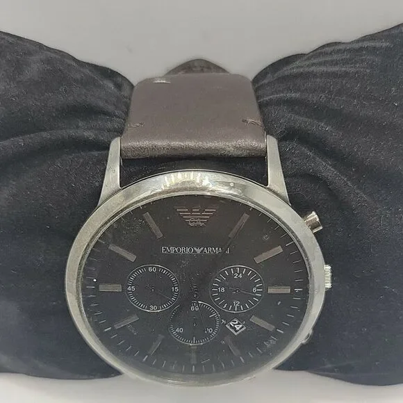 Emporio Armani AR2462 Men's Brown Leather Analog Dial Quartz Wrist Watch BC611